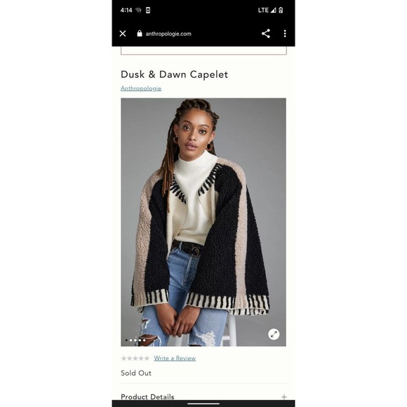 NWT Maeve Anthropologie Dusk & Dawn Capelet Sherpa Colorblock Textured Cape Boho - Picture 12 of 12